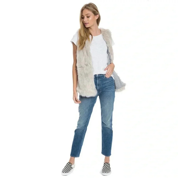 [M]Dylan Heather Natural Melange Fur  Vest - Picture 2 of 8